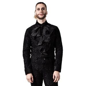 Killstar Gothic Goth Occult Vintage Velvet Ruffle Shirt - Thorn (Size Large)